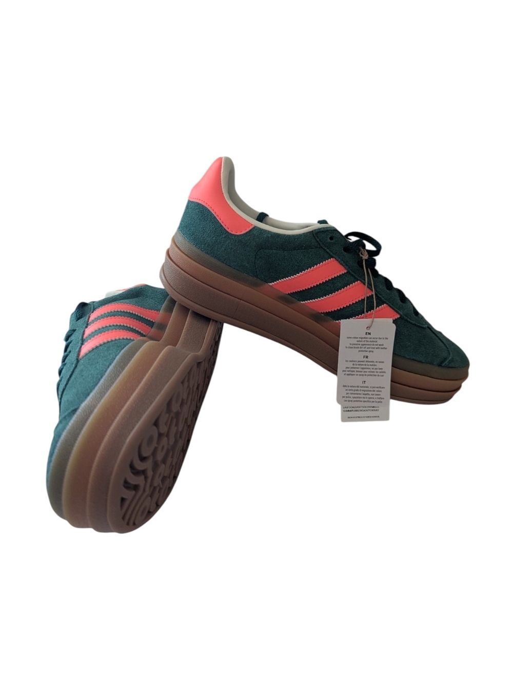 Adidas Gazelle Bold J Women's Green Pink Suede Platform Gum Sneaker Size 7 - Picture 6 of 8